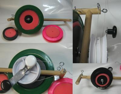 A photo montage of the KAPstan winder with 2 sizes of reel mounted A photo montage of the KAPstan winder with 2 sizes of reel mounted