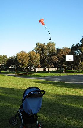 The original 2-Skewer Sode kite in very light wind.