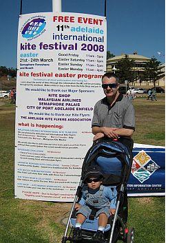 Tim and Aren in front of official Festival sign. Tim and Aren in front of official Festival sign.