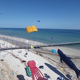 Looking South along Semaphore Beach during the first day of the Adelaide Kite Festival 2015