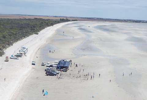 Air to ground shot of the Sandbar Golf Classic and family Fun Day.