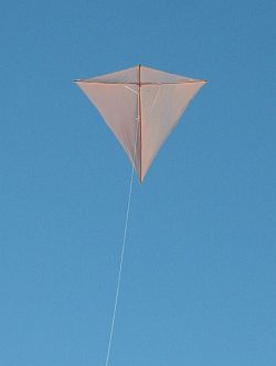 The MBK Dowel Diamond kite in flight. The MBK Dowel Diamond kite in flight.