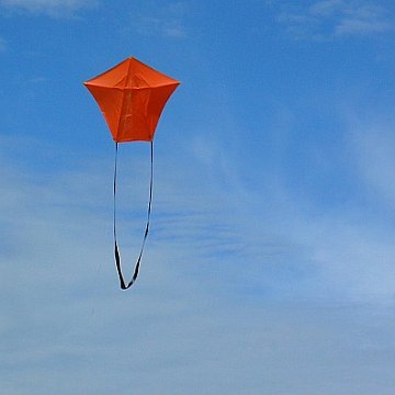 The MBK 3-Skewer A-Frame kite in flight.