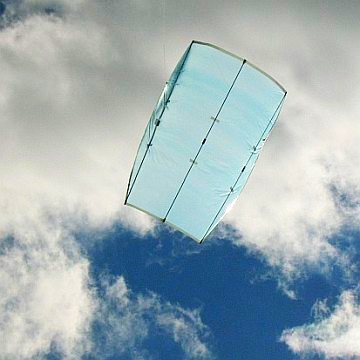 The huge MBK 2-Dowel Sled in flight.