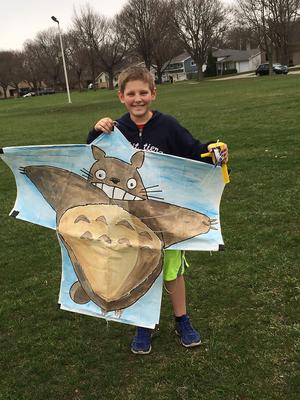My son with the totoro sode kite