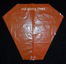 The 2-Skewer Barn Door - sail cut out and edged with sticky tape The 2-Skewer Barn Door - sail cut out and edged with sticky tape