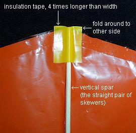 MBK 2-Skewer Diamond kite - close-up of tip cap.