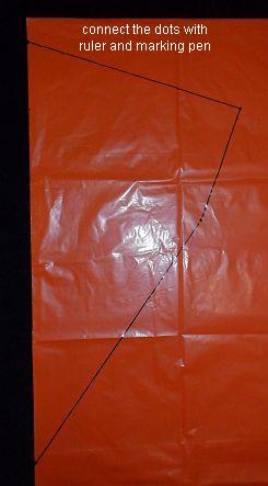 MBK 2-Skewer Diamond kite - lines drawn on un-cut bag. MBK 2-Skewer Diamond kite - lines drawn on un-cut bag.