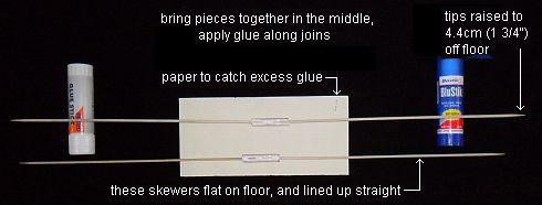 MBK 2-Skewer Diamond kite - skewers glued and supported.