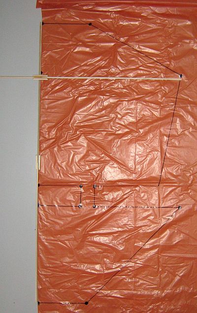 The 2-Skewer Dopero - template shape marked on plastic bag. The 2-Skewer Dopero - template shape marked on plastic bag.