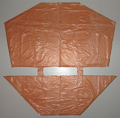The 2-Skewer Dopero - sail cut out and edged with sticky tape. The 2-Skewer Dopero - sail cut out and edged with sticky tape.