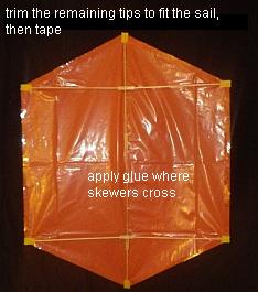 The 2-Skewer Rokkaku - spars taped to sail. The 2-Skewer Rokkaku - spars taped to sail.