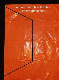 The 2-Skewer Rokkaku - lines drawn on un-cut bag. The 2-Skewer Rokkaku - lines drawn on un-cut bag.
