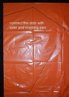 The 2-Skewer Sled - lines drawn on un-cut bag The 2-Skewer Sled - lines drawn on un-cut bag