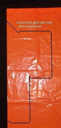 The 2-Skewer Rokkaku - lines drawn on un-cut bag. The 2-Skewer Rokkaku - lines drawn on un-cut bag.