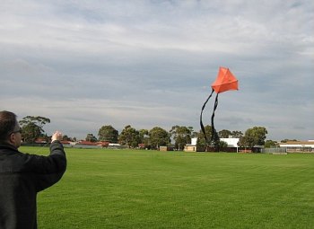 Putting up the MBK 2-Skewer Barn Door kite in a gusty Winter breeze. Putting up the MBK 2-Skewer Barn Door kite in a gusty Winter breeze.