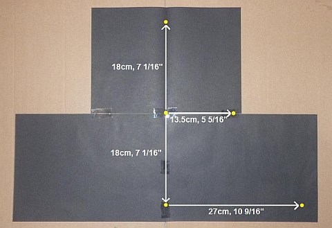 The Paper Delta kite - sail shape measured and marked. The Paper Delta kite - sail shape measured and marked.