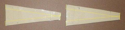 The Paper Delta kite - tape laid along and folded around long edges.