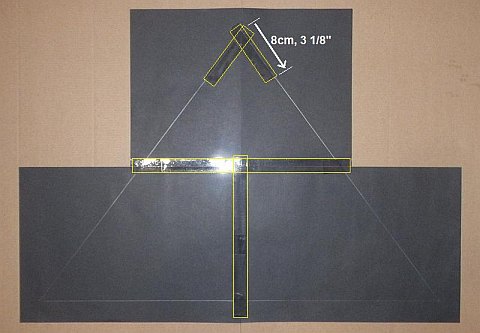 The Paper Delta kite - tape laid down. The Paper Delta kite - tape laid down.
