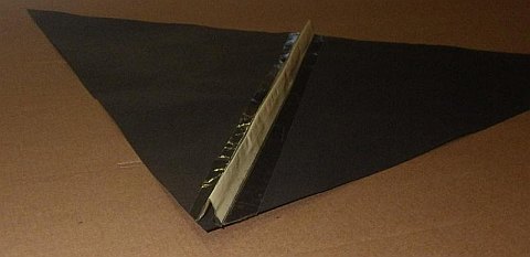 The Paper Delta kite - V-shape formed, all the way along.