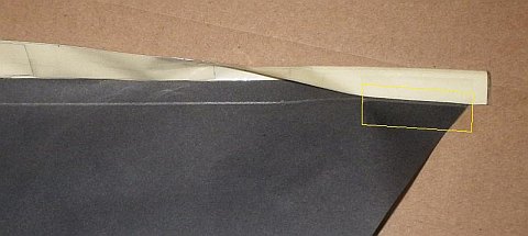 The Paper Delta kite - edge tacked at one end.