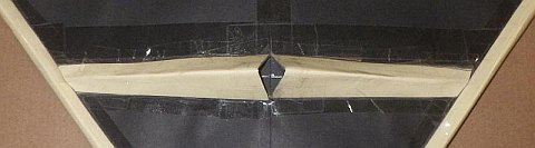 The Paper Delta kite - both spreader pieces taped in place and shaped.