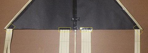 The Paper Delta kite - tails taped to top side of sail.