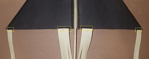 The Paper Delta kite - tails taped on under side of sail.