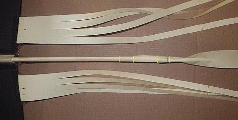 The Paper Delta kite - long wide tail taped to tail-weight.