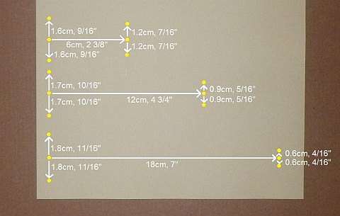 The Paper Diamond kite - measured and dots marked.
