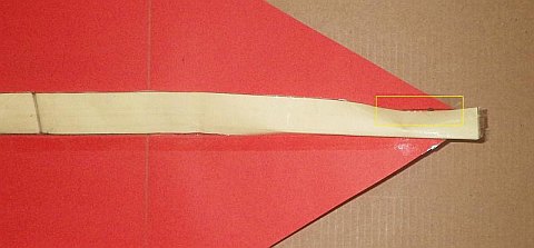 The Paper Diamond kite - edge tacked at one end.