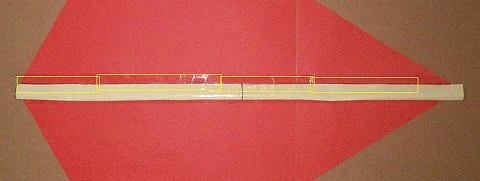 The Paper Diamond kite - edge taped the rest of the way, before ends trimmed.