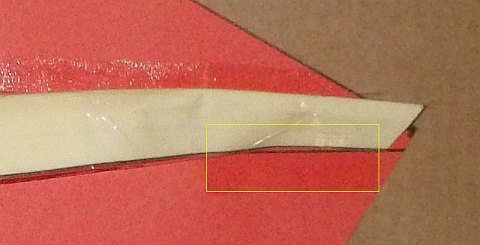 The Paper Diamond kite - edge tacked at one end.