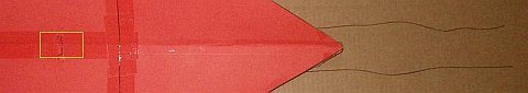 The Paper Diamond kite - lower line secured with tape.