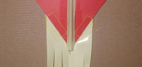 The Paper Diamond kite - tail taped on front side of sail.