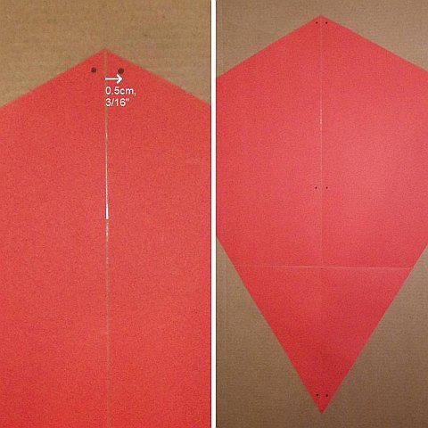 The Paper Diamond kite - dots drawn for vertical guide lines.