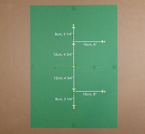The Paper Rokkaku kite - sail corners measured and marked.