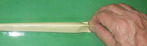 The Paper Rokkaku kite - pinching started at one end.