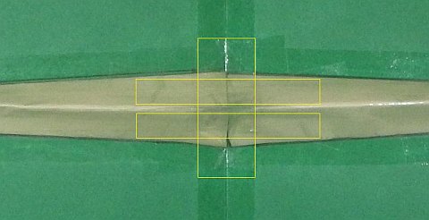 The Paper Rokkaku kite - upper spar pieces secured together with 3 pieces of tape.