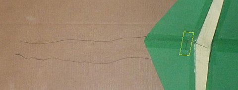 The Paper Rokkaku kite - upper line secured with tape.