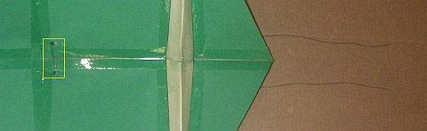 The Paper Rokkaku kite - lower line secured with tape.