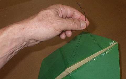 The Paper Rokkaku kite - bridle lines adjusted.