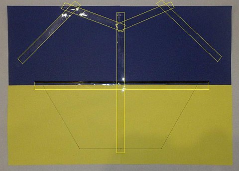 The Paper Sled kite - tape laid down. The Paper Sled kite - tape laid down.