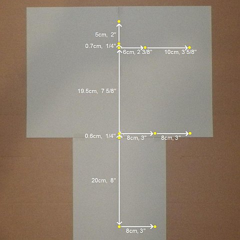 The Paper Sode kite - sail corners measured and marked. The Paper Sode kite - sail corners measured and marked.