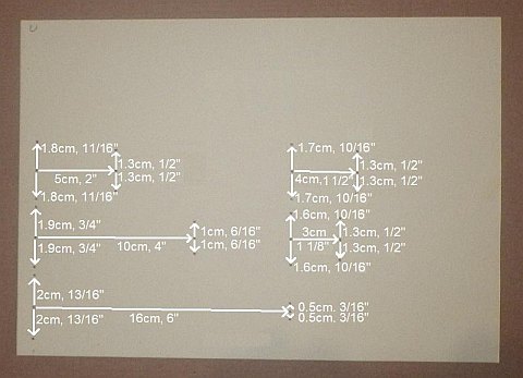 The Paper Sode kite - measured and dots marked.