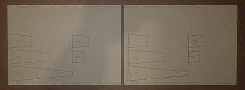 The Paper Sode kite - the 5 shapes duplicated onto another sheet of paper.