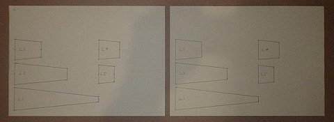 The Paper Sode kite - the 5 shapes duplicated onto another sheet of paper.