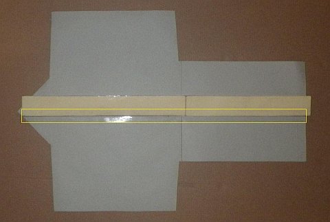 The Paper Sode kite - one edge taped down.