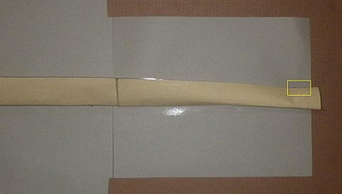 The Paper Sode kite - other edge tacked at tail end.