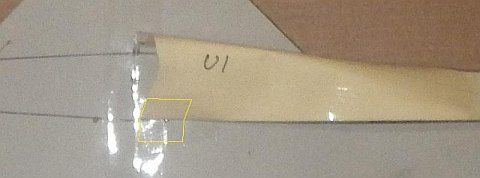 The Paper Sode kite - edge tacked at center-line end.